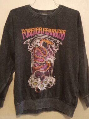 Forever Fearless Oversized Sweatshirt Size M (8-10) Light Acid Wash*